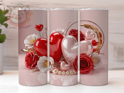 Romantic Valentine Hearts Tumbler, Romantic Heart Wrap, Love Day Cup, 20oz Sublimation Wrap, Stylish Valentine Design Tumbler, Artistic Heart Cup, Whimsical Love Theme Wrap Sublimation Lara' s Designs 