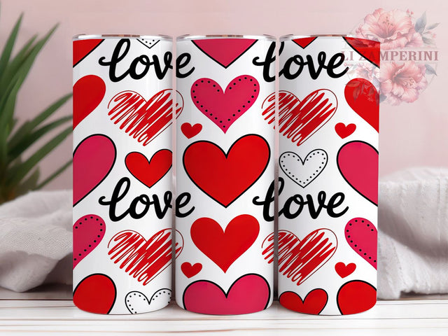 Romantic Valentine Hearts Tumbler, Romantic Love Pattern, Classic Valentine Design, 20Oz Sublimation Wrap, Sweet Love Art, Elegant Heart Texture, Tumbler Sublimation Sublimation Li Zamperini 