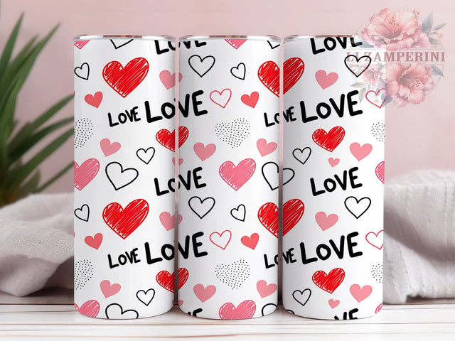 Romantic Valentine Hearts Tumbler, Romantic Love Pattern, Classic Valentine Design, 20Oz Sublimation Wrap, Sweet Love Art, Elegant Heart Texture, Tumbler Sublimation Sublimation Li Zamperini 