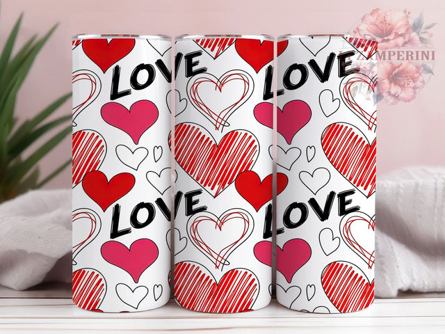 Romantic Valentine Hearts Tumbler, Romantic Love Pattern, Classic Valentine Design, 20Oz Sublimation Wrap, Sweet Love Art, Elegant Heart Texture, Tumbler Sublimation Sublimation Li Zamperini 
