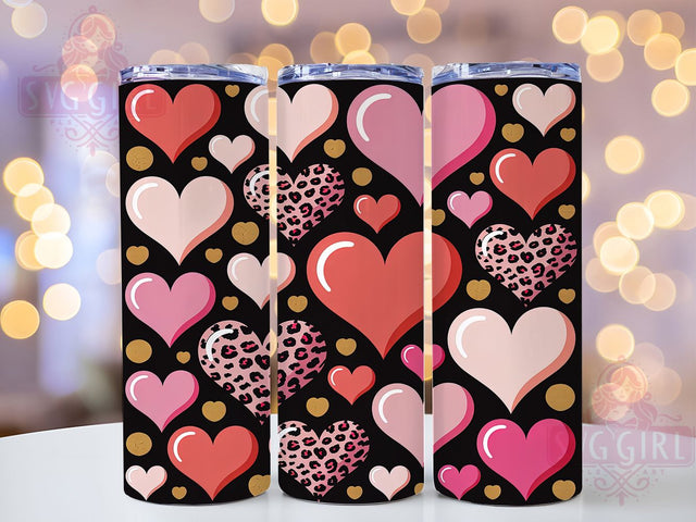 Romantic Valentine Hearts Tumbler, Romantic Wrap Design, Love Day Pattern, Sublimation Cup, 20oz Skinny Tumbler, Cute Valentine Drinkware, Heart Sublimation SvggirlplusArt 