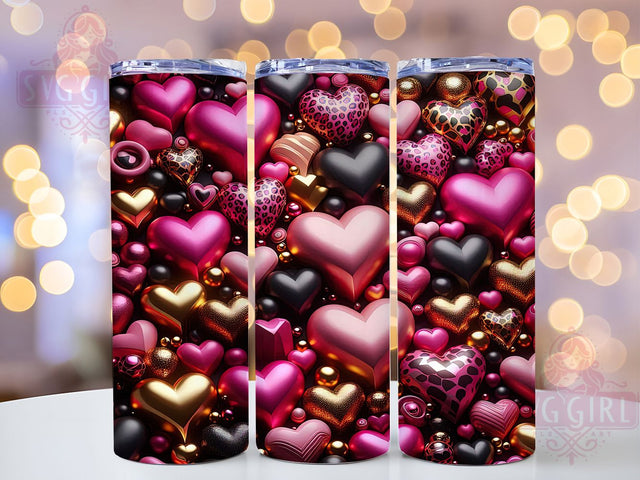 Romantic Valentine Hearts Tumbler, Romantic Wrap Design, Love Day Pattern, Sublimation Cup, 20oz Skinny Tumbler, Cute Valentine Drinkware, Heart Sublimation SvggirlplusArt 