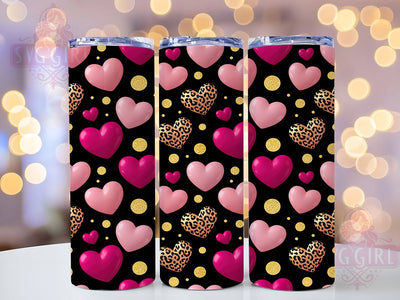 Romantic Valentine Hearts Tumbler, Romantic Wrap Design, Love Day Pattern, Sublimation Cup, 20oz Skinny Tumbler, Cute Valentine Drinkware, Heart Sublimation SvggirlplusArt 