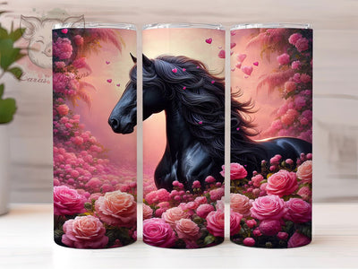 Romantic Valentine Horse Tumbler, Romantic Horse Hearts Wrap, Country Love Cup, 20oz Sublimation Wrap, Stylish Horse Design Tumbler, Rustic Valentine Theme Cup, Cowboy Cowgirl Love Wrap Sublimation Lara' s Designs 