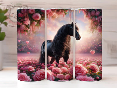 Romantic Valentine Horse Tumbler, Romantic Horse Hearts Wrap, Country Love Cup, 20oz Sublimation Wrap, Stylish Horse Design Tumbler, Rustic Valentine Theme Cup, Cowboy Cowgirl Love Wrap Sublimation Lara' s Designs 