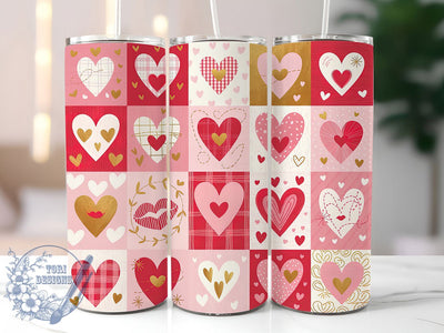 Romantic Valentine Pattern Tumbler, Romantic Pattern Wrap, Love Day Cup, 20oz Sublimation Wrap, Stylish Valentine Design Tumbler, Artistic Heart Pattern Cup, Festive Love Theme Wrap Sublimation ToriDesigns 