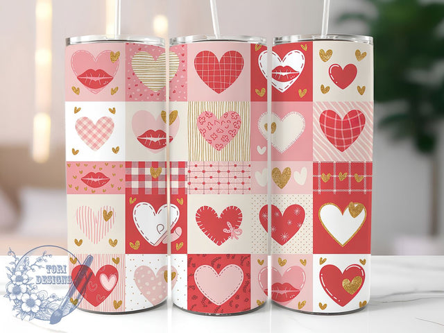 Romantic Valentine Pattern Tumbler, Romantic Pattern Wrap, Love Day Cup, 20oz Sublimation Wrap, Stylish Valentine Design Tumbler, Artistic Heart Pattern Cup, Festive Love Theme Wrap Sublimation ToriDesigns 