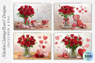 Romantic Valentine s Gift Display with Roses, Hearts and Cutting Board Sublimation Regulrcrative 