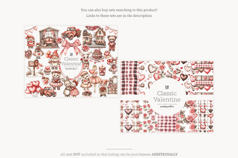 Romantic Valentines Day Digital Paper | Love Patterns Digital Pattern GlamArtZhanna 