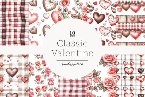 Romantic Valentines Day Digital Paper | Love Patterns Digital Pattern GlamArtZhanna 