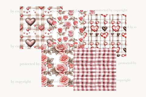 Romantic Valentines Day Digital Paper | Love Patterns Digital Pattern GlamArtZhanna 