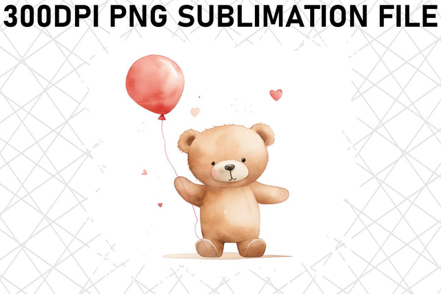 Romantic Valentine's Day Love Bear - Blooming Hearts Sublimation afrosvg 