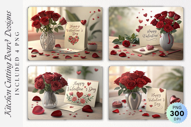 Romantic Valentine's Still Life with Roses, Hearts and Handwritten Note Cutting Board Sublimation Regulrcrative 