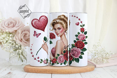 Romantic Valentine's Tumbler Wrap Sublimation sassyprint 