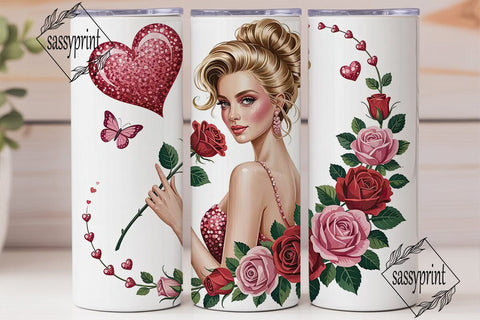 Romantic Valentine's Tumbler Wrap Sublimation sassyprint 