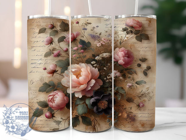 Romantic Victorian Floral 20oz Tumbler, Vintage Floral Sublimation PNG, Elegant Victorian Design, 20oz Romantic Wrap, Classic Victorian PNG, Stylish Vintage Tumbler, Artistic Romantic Sublimation Sublimation ToriDesigns 