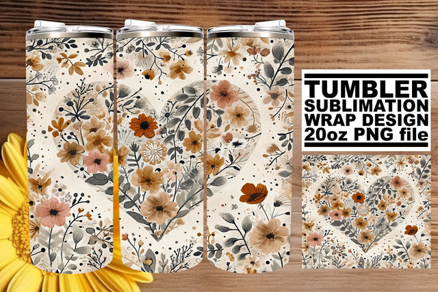 Romantic Watercolor Hearts - 20oz Tumbler Art Sublimation afrosvg 