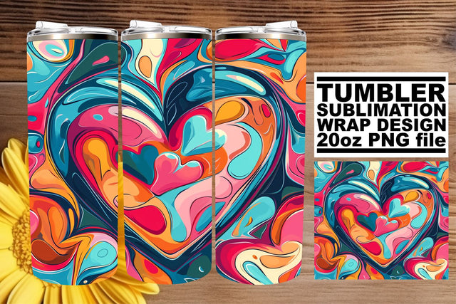 Romantic Watercolor Hearts - 20oz Tumbler Art Sublimation afrosvg 