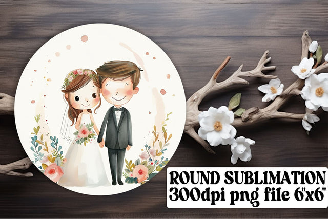 Romantic Watercolor Wedding Ornaments Set Sublimation afrosvg 