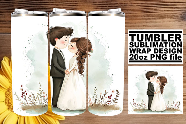 Romantic Watercolor Wedding Tumbler Wrap: Eternal Love 20oz Sublimation afrosvg 