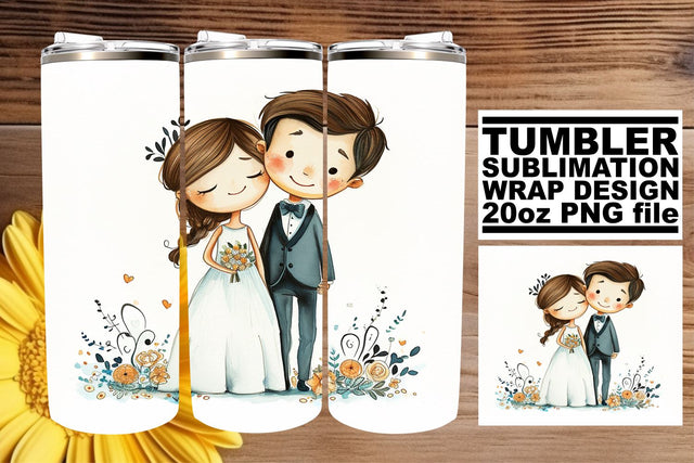 Romantic Watercolor Wedding Tumbler Wrap: Forever Bliss 20oz Sublimation afrosvg 