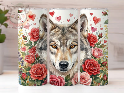 Romantic Wolf Roses 20oz Tumbler, Romantic Wolf, Wolf Roses, Wolf Tumbler, 20oz Tumbler, Rose Tumbler, Romantic Tumbler, Tumbler Wrap Sublimation Lara' s Designs 
