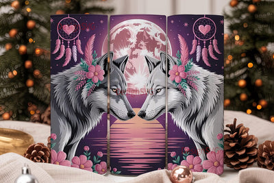 Romantic Wolves 20oz Tumbler Wrap Sublimation DesignSVG 