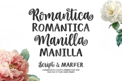 Romantica Manilla – A Handcrafted Script and Marker Font Duo Font Four Lines Std. 