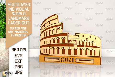 Rome Landmark Laser Cut. Multilayer Decor SVG SVG Evgenyia Guschina 