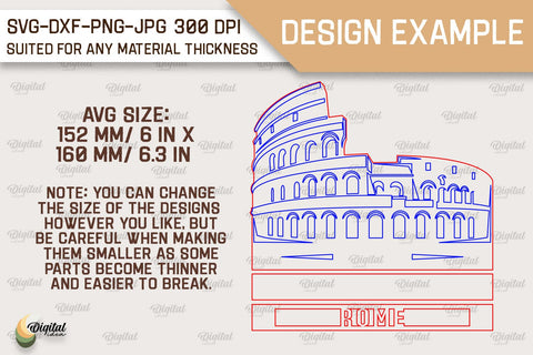 Rome Landmark Laser Cut. Multilayer Decor SVG SVG Evgenyia Guschina 