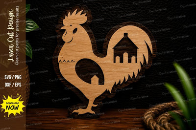 Rooster Barnyard Landscape Laser Cut Svg Design SVG Regulrcrative 