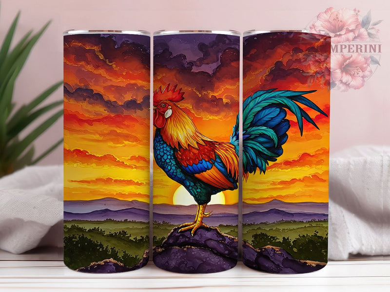 Rooster Chicken Farmhouse 20oz Rustic Tumbler, Rooster Tumbler, Chicken Design, Farmhouse Decor, 20oz Wrap, Rustic Gift, Animal Print, Country Living Sublimation Li Zamperini 
