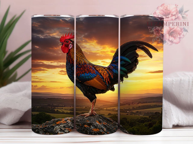 Rooster Chicken Farmhouse 20oz Rustic Tumbler, Rooster Tumbler, Chicken Design, Farmhouse Decor, 20oz Wrap, Rustic Gift, Animal Print, Country Living Sublimation Li Zamperini 