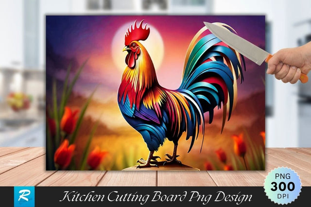 Rooster Cutting Board PNG Design Sublimation Regulrcrative 