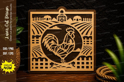 Rooster Farm Frame Laser Cut Svg Design SVG Regulrcrative 