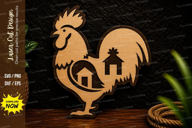 Rooster Farm Village Laser Cut Svg Design SVG Regulrcrative 