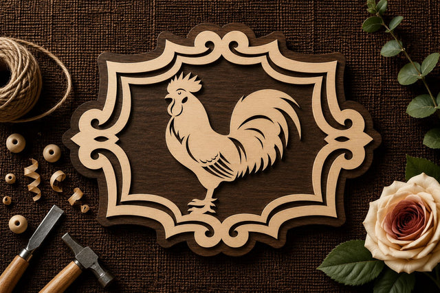 Rooster Farmhouse Sign Laser Cut SVG File SVG Regulrcrative 