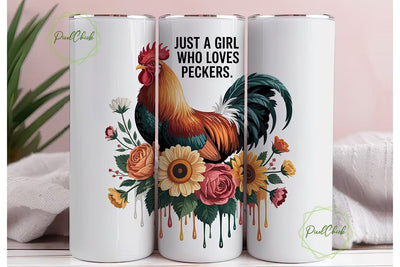 Rooster & Flowers 20oz Tumbler Wrap Sublimation PixelChick 