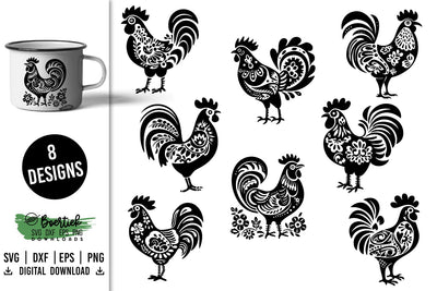 Rooster folk art SVG files SVG Boertiek 