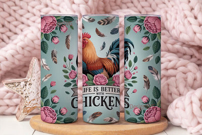 Rooster & Roses 20oz Tumbler Wrap Sublimation DesignSVG 