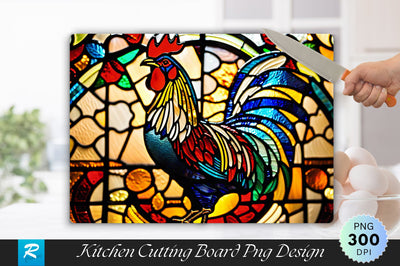 Rooster Stained Glass Background Cutting Board Sublimation Regulrcrative 