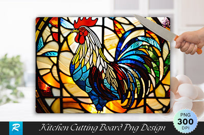 Rooster Stained Glass Background Cutting Board Sublimation Regulrcrative 
