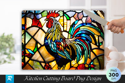Rooster Stained Glass Background Cutting Board Sublimation Regulrcrative 