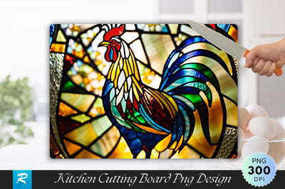 Rooster Stained Glass Background Cutting Board Sublimation Regulrcrative 