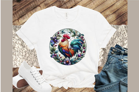 Rooster Stained Glass Clipart Sublimation designartist 