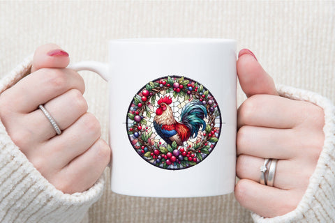 Rooster Stained Glass Clipart Sublimation designartist 