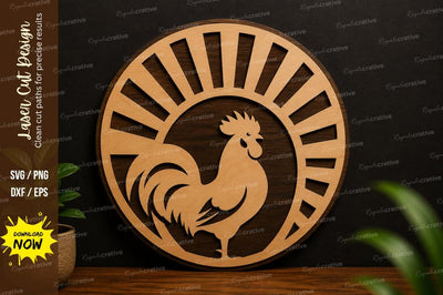 Rooster Sunburst Laser Cut SVG Design SVG Regulrcrative 