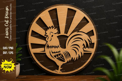 Rooster Sunrise Circle Laser Cut SVG Design SVG Regulrcrative 