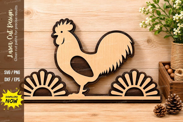 Rooster Sunrise Laser Cut SVG Design SVG Regulrcrative 