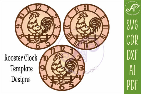 Rooster Wall Clock SVG Farmhouse Clock Laser Cut File SVG APInspireddesigns 